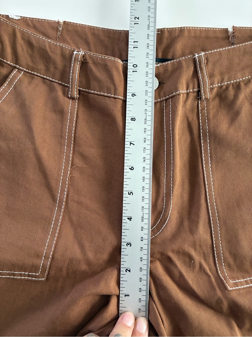 HERPERAS S CHOCOLATE BR 💯 COTTON STREETWEAR CARGO PANTS THICK STICKING ACCENTS - Picture 10 of 14